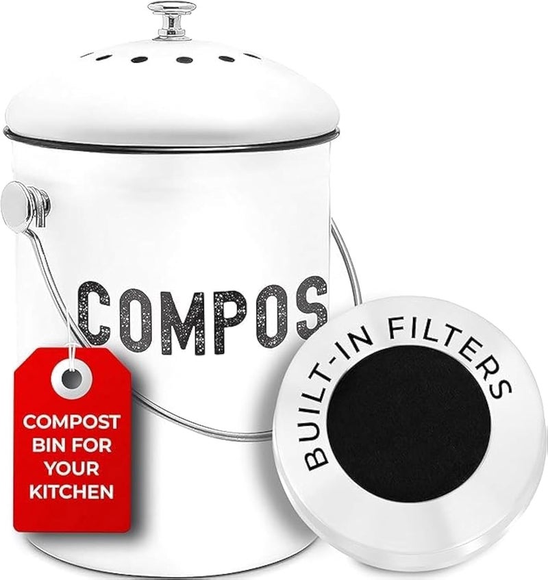 EPICA Countertop Compost Bin Kitchen | 1.3 Gallon | Odorless Composting Bin with Carbon Filters | Indoor Compost Bin with Lid | Stainless Steel Kitchen Composter for Food Scraps & Waste Recycling - Image 1